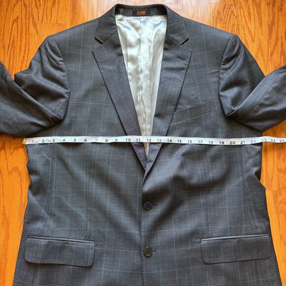 Steven Land Stanly Blazer Men’s 44L Charcoal Gray Super 150s Wool‎ Suit Jacket - Picture 14 of 15